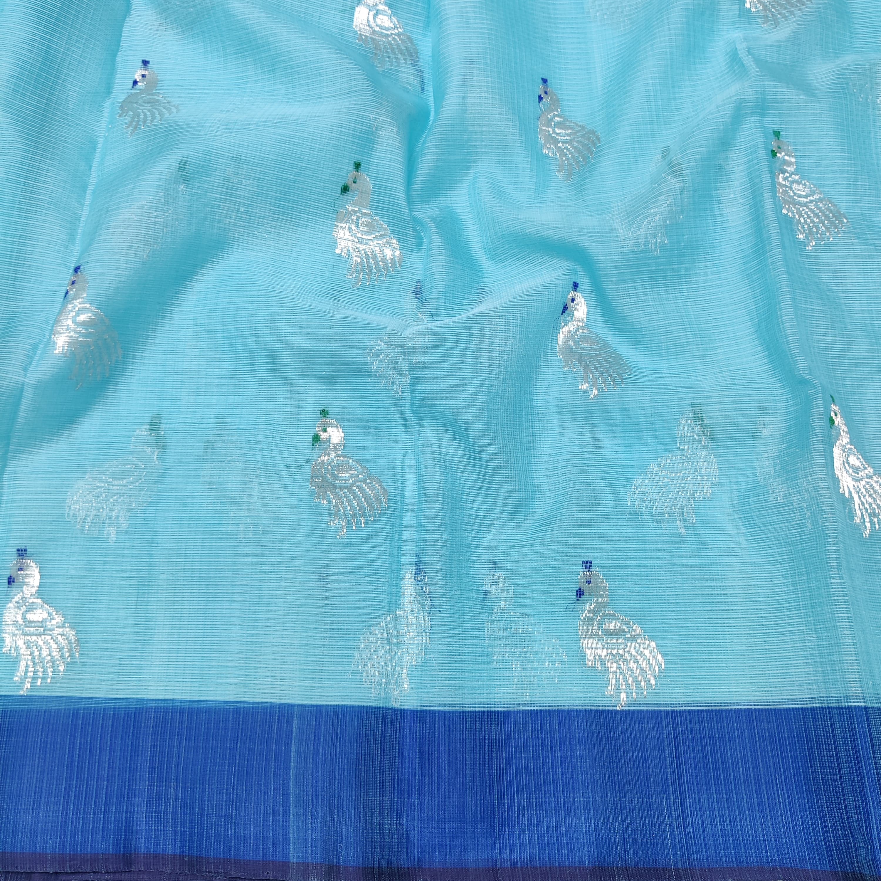 LIGHT BLUE & DARK BLUE BORDER ZARI KOTA SAREE