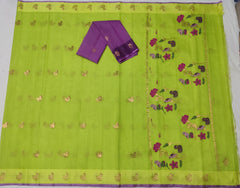 LIGHT GREEN & PURPLE ZARI KOTA SAREE