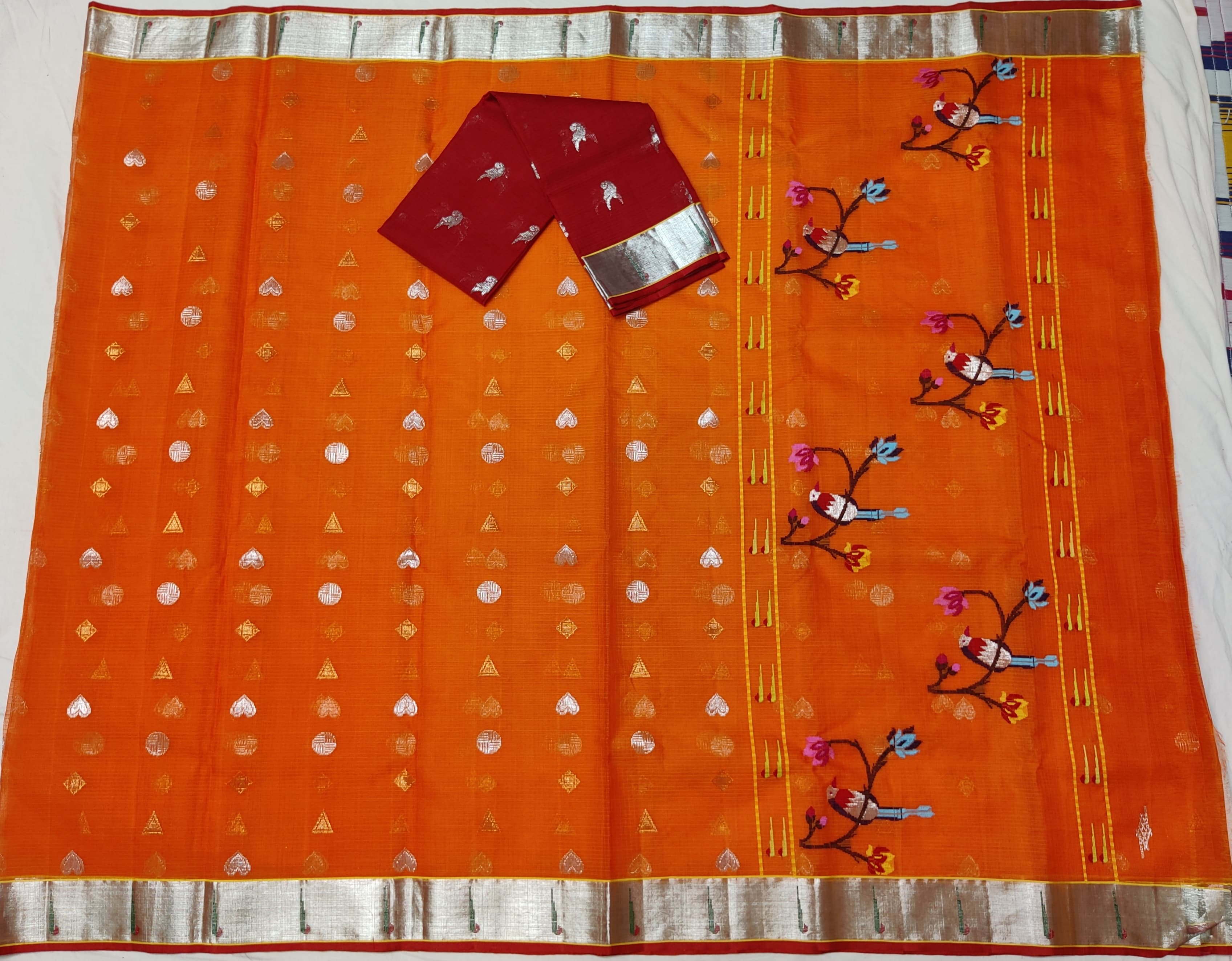 ORANGE COLOUR & GOLDEN BORDER ZARI KOTA SAREE