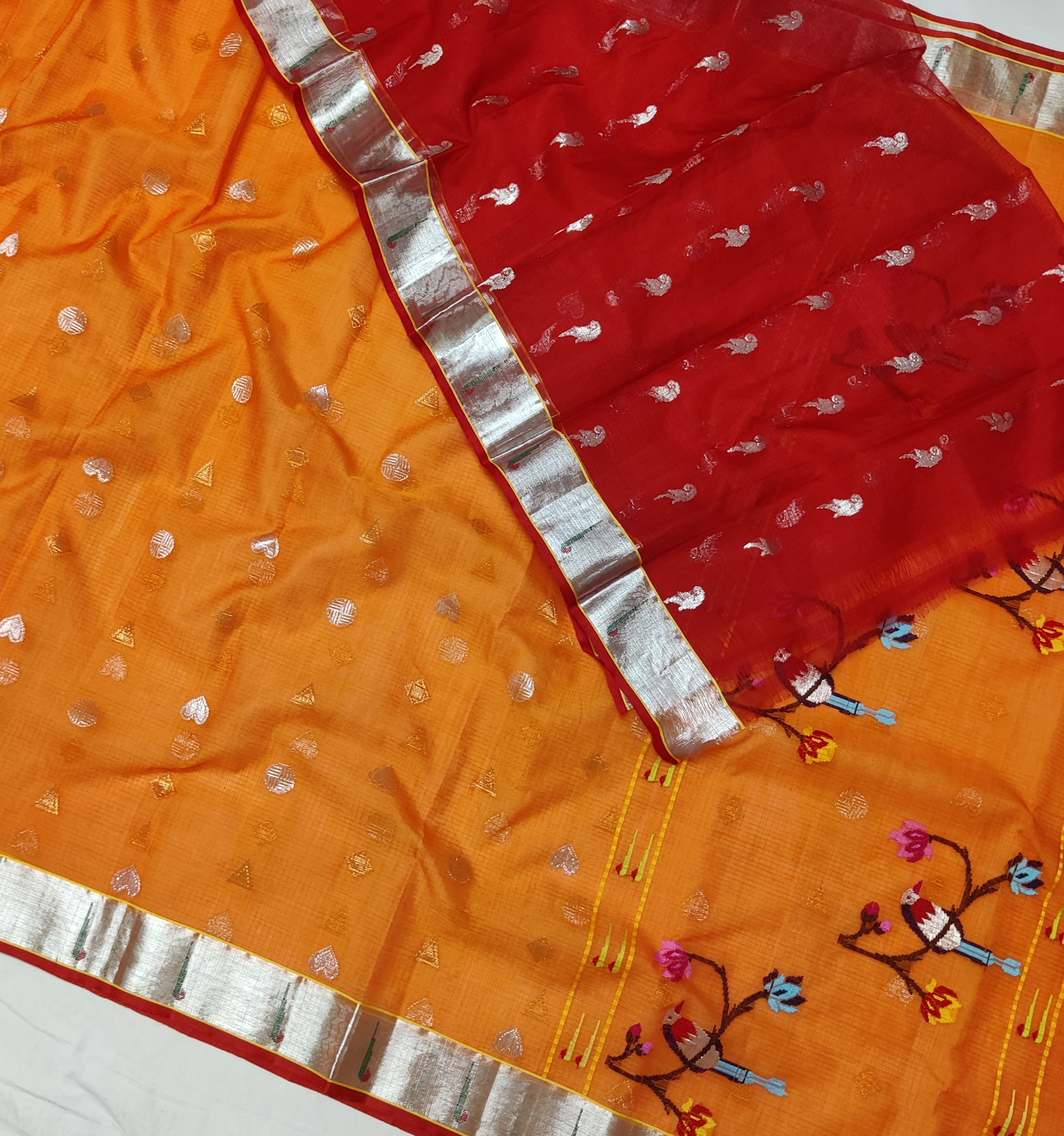 ORANGE COLOUR & GOLDEN BORDER ZARI KOTA SAREE