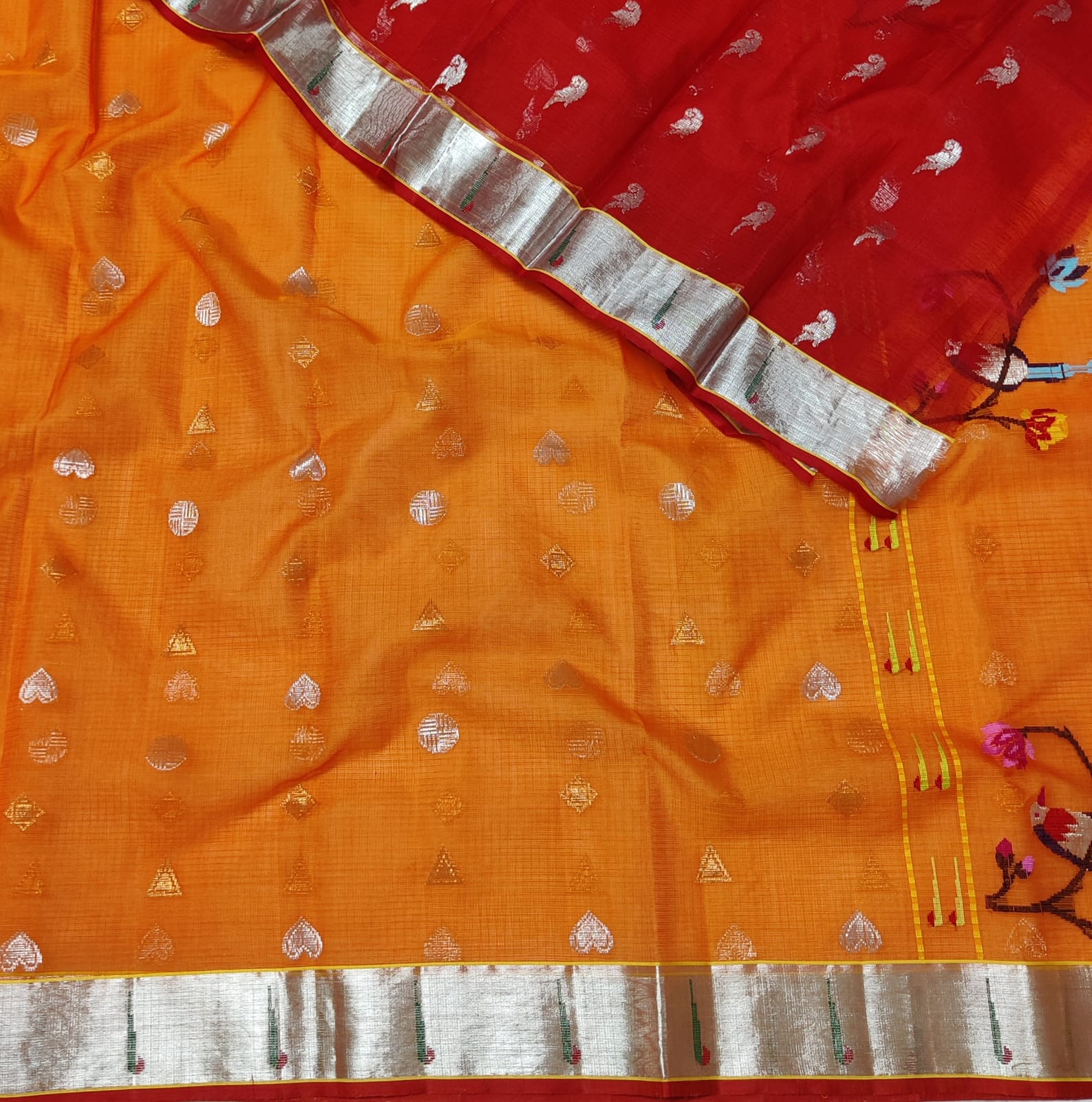 ORANGE COLOUR & GOLDEN BORDER ZARI KOTA SAREE