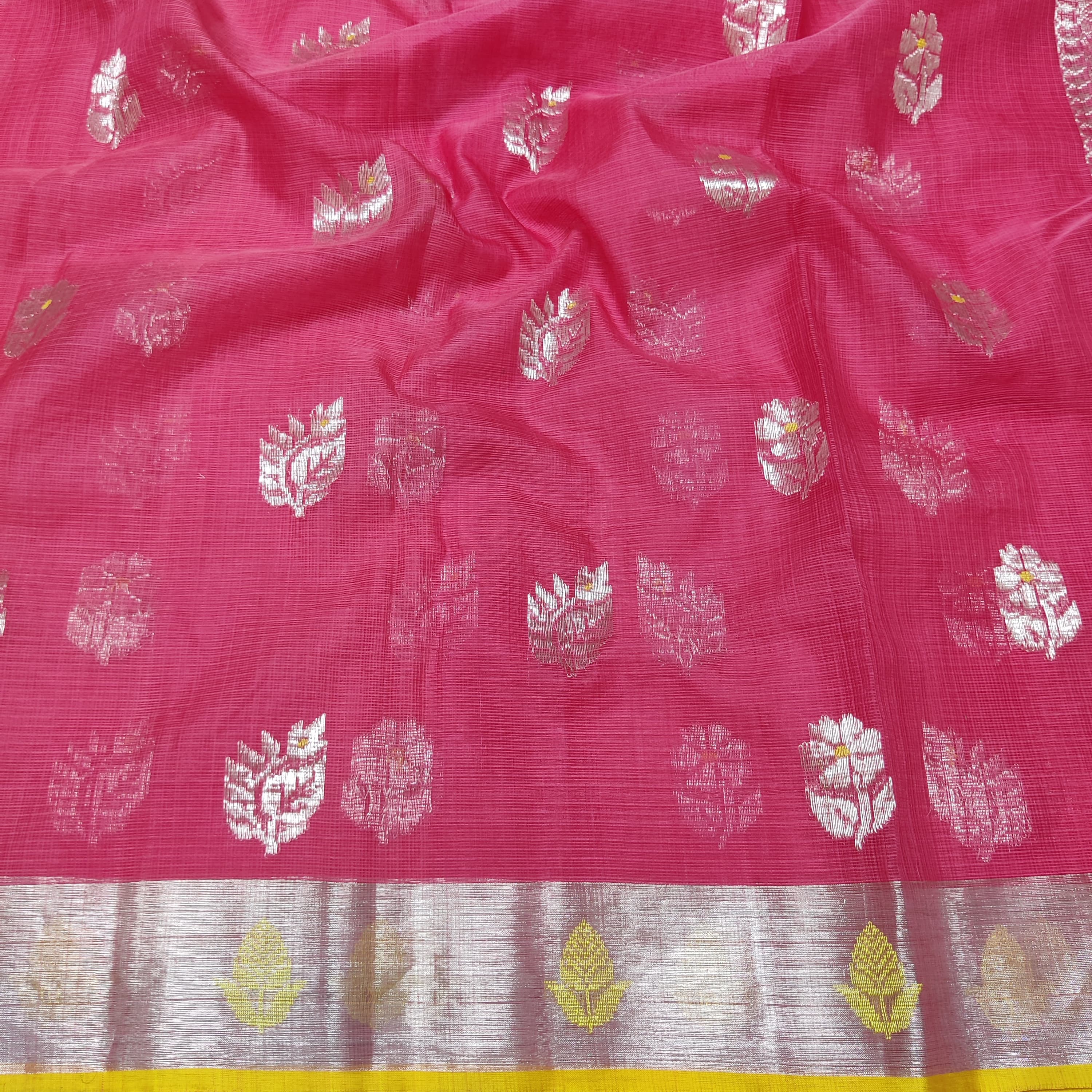 PINK & YELLOW ZARI KOTA SAREE